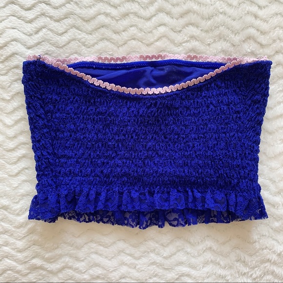 Free People Lace Smocked Bandeau Size XS - Picture 2 of 3